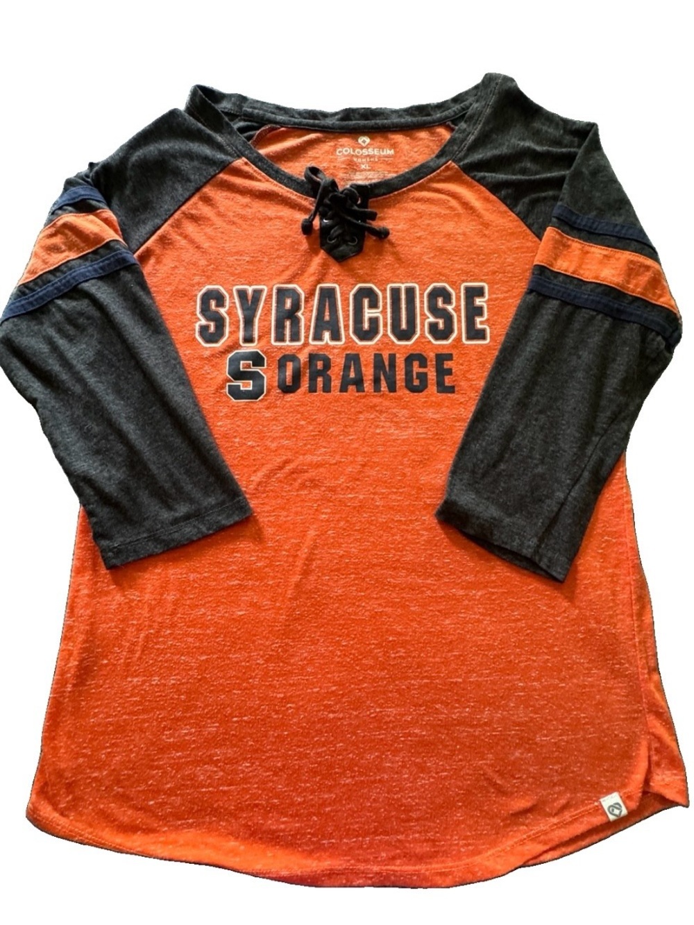 Colosseum Syracuse Orange 3/4 Sleeve Lace Up Shirt XL NCAA Women’s Orange